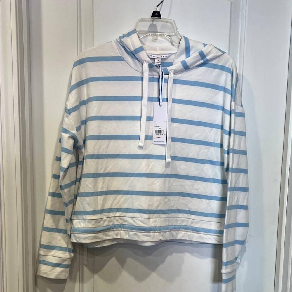 Southern Tide Light Blue and White Striped Hoodie